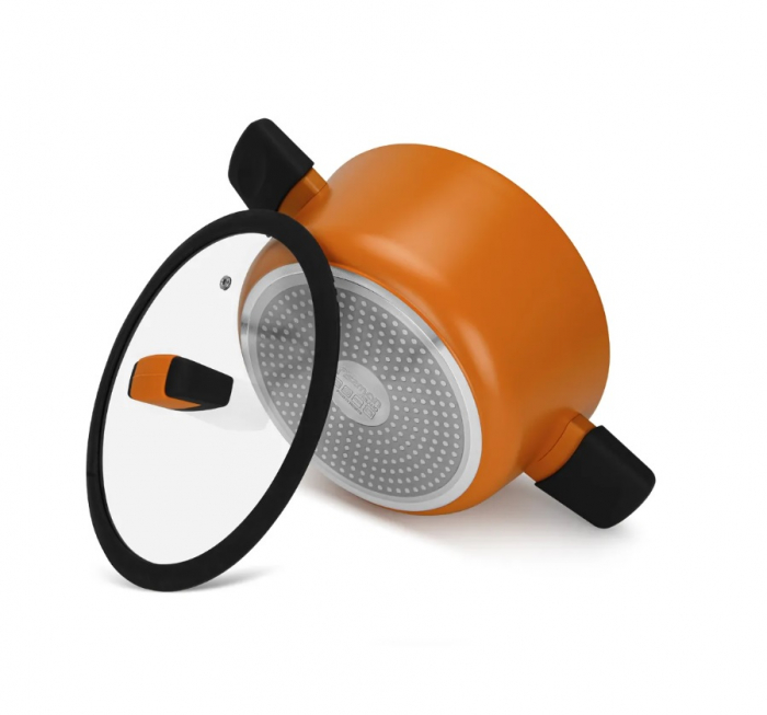 Oala cu capac Fissman-BOOM, aluminiu, 20x10 cm, 2.6 l, portocaliu [4]