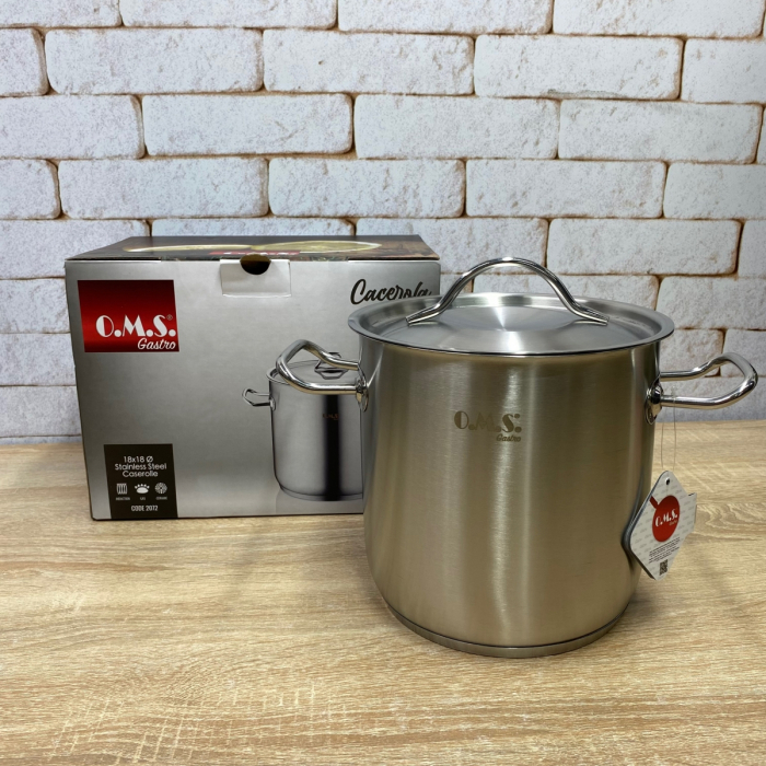 Oala cu capac OMS-Deep Pot, otel inoxidabil 18/10, 18x18 cm, 4.5 l, argintiu [7]