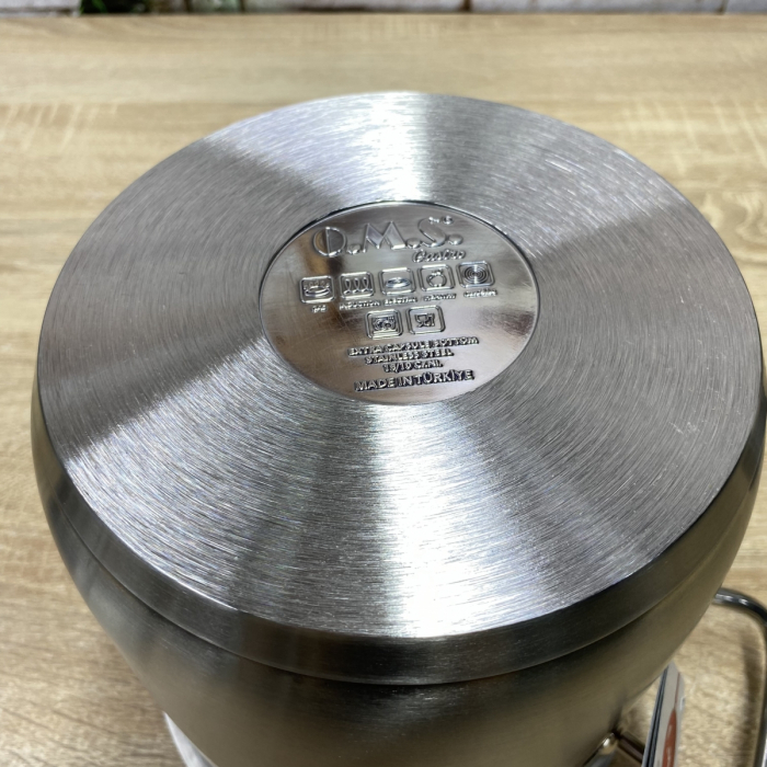 Oala cu capac OMS-Deep Pot, otel inoxidabil 18/10, 18x18 cm, 4.5 l, argintiu [6]