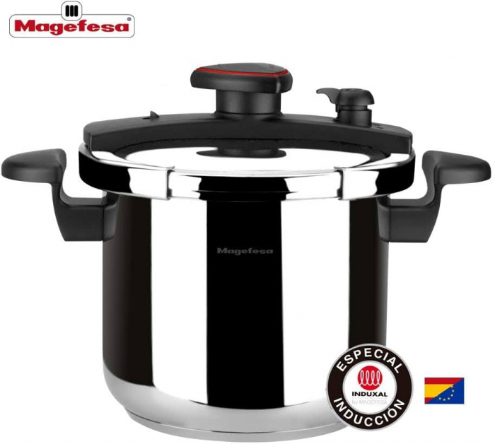 Oala sub presiune Magefesa-Astra, otel inoxidabil 18/10, 22x17 cm, 6 litri, argintiu/negru [4]
