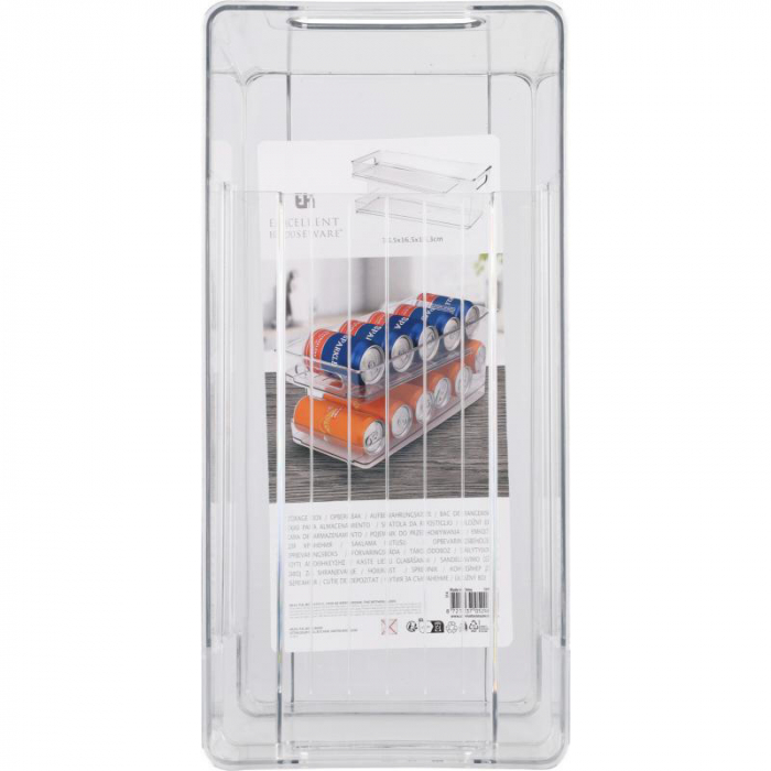 Organizator frigider dublu pentru doze Excellent Houseware, plastic, 36x17x15 cm, transparent [3]