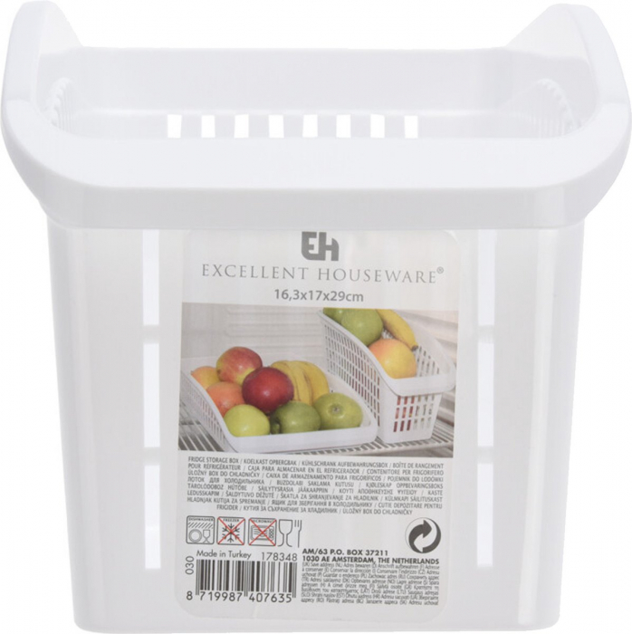 Organizator frigider Excellent Houseware, plastic, 29x16x17 cm, alb [2]