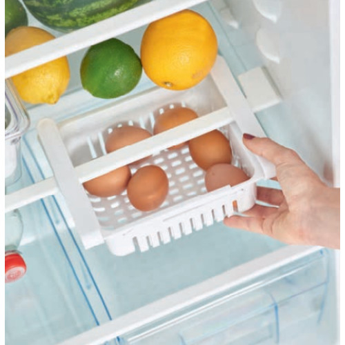 Organizator frigider extensibil Zeller, plastic, 20.5-28.5x16.5x7.5cm, alb [2]
