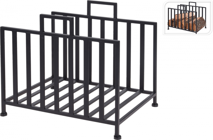Organizator lemne Ambiance, metal, 40x31x35 cm, negru [2]