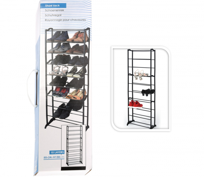 Organizator incaltaminte 10 nivele Excellent Houseware, metal/polipropilena, 50x24x130 cm, negru [2]
