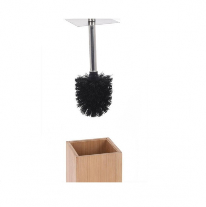 Perie toaleta cu suport Bathroom Solutions, bambus/otel inoxidabil, 10x34 cm, maro [2]