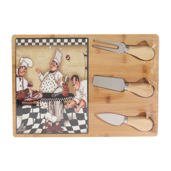 Platou servire branzeturi Excellent Houseware, bambus/ceramica, 30x21x12 cm, maro [5]