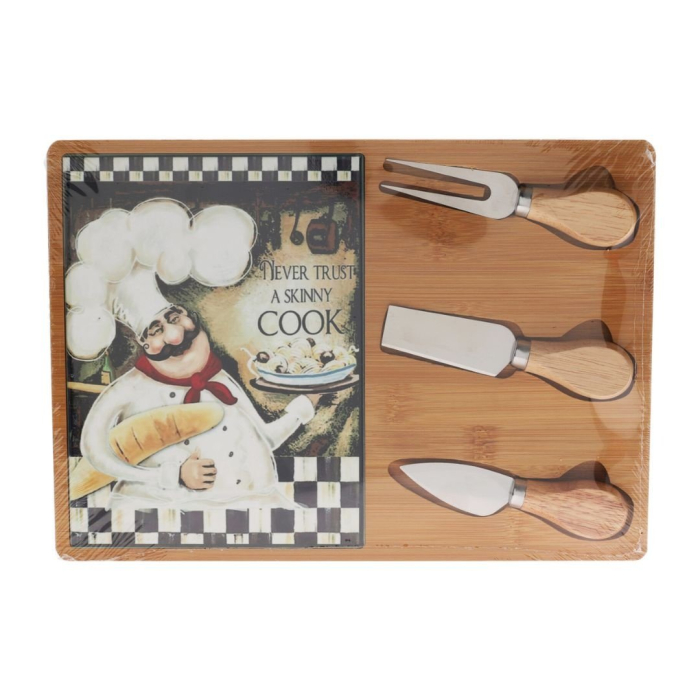 Platou servire branzeturi Excellent Houseware, bambus/ceramica, 30x21x12 cm, maro [3]