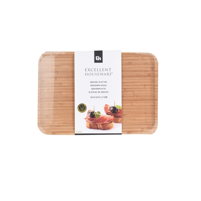 Platou servire Excellent Houseware, bambus, 33x23x1.8 cm, maro [2]