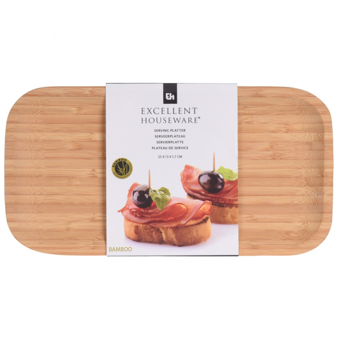Platou servire Excellent Houseware, bambus, 25x13x1.8 cm, maro [2]