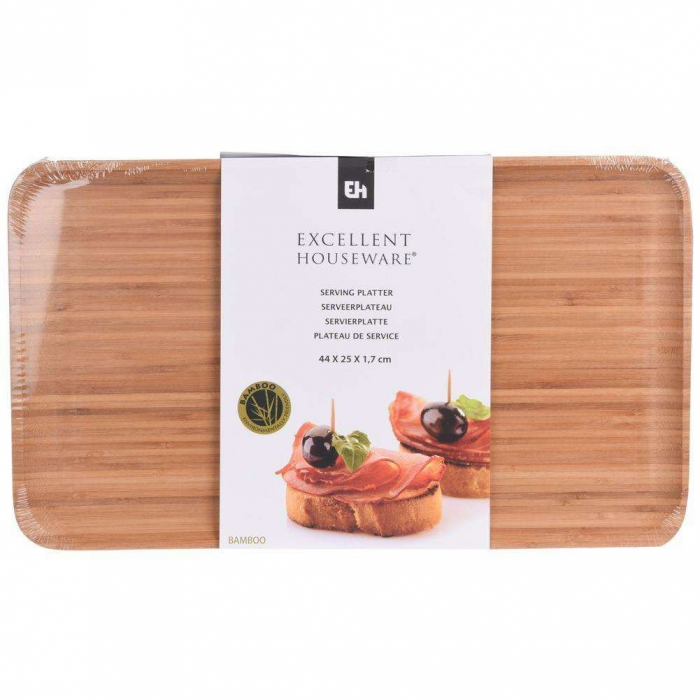 Platou servire Excellent Houseware, bambus, 43x25x1.5 cm, maro [5]