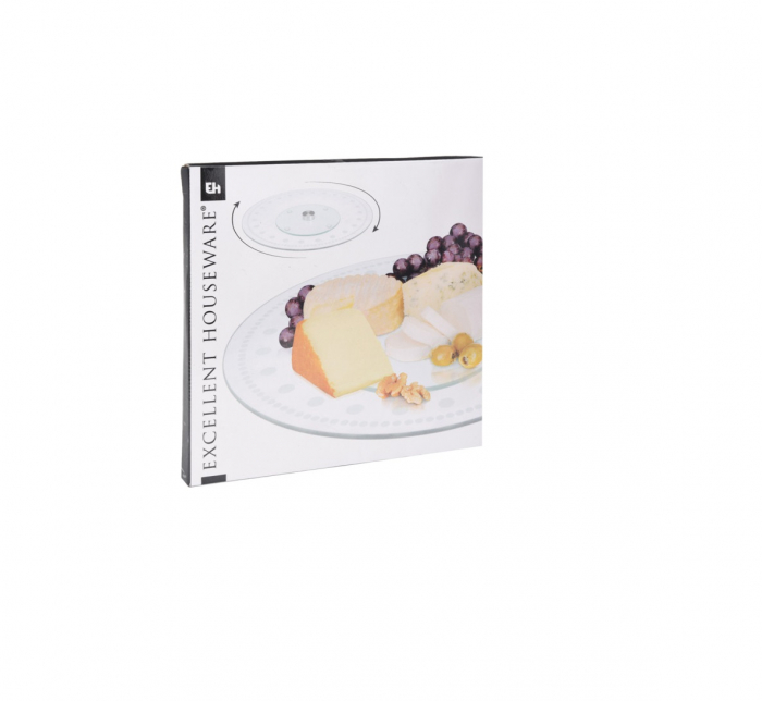 Platou servire Excellent Houseware, sticla, 30x2.4 cm, transparent/agintiu [2]