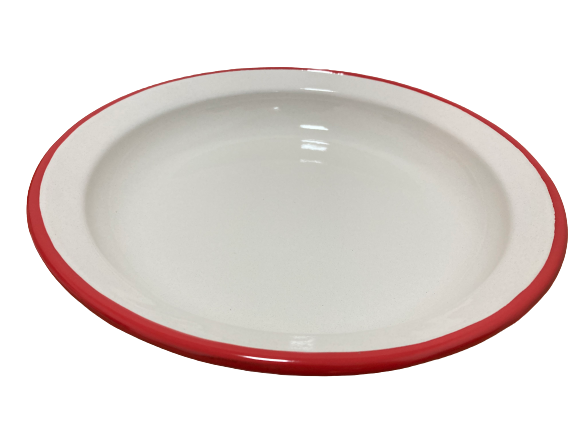 Ibili-Bordeaux serving platter, enameled steel, 28x3.5 cm, white/red [2]