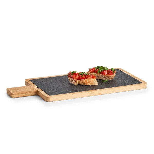 Platou servire Zeller, ardezie/bambus, 40x19 cm, negru/maro [3]
