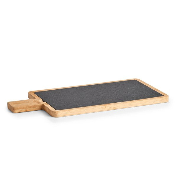 Platou servire Zeller, ardezie/bambus, 40x19 cm, negru/maro [4]