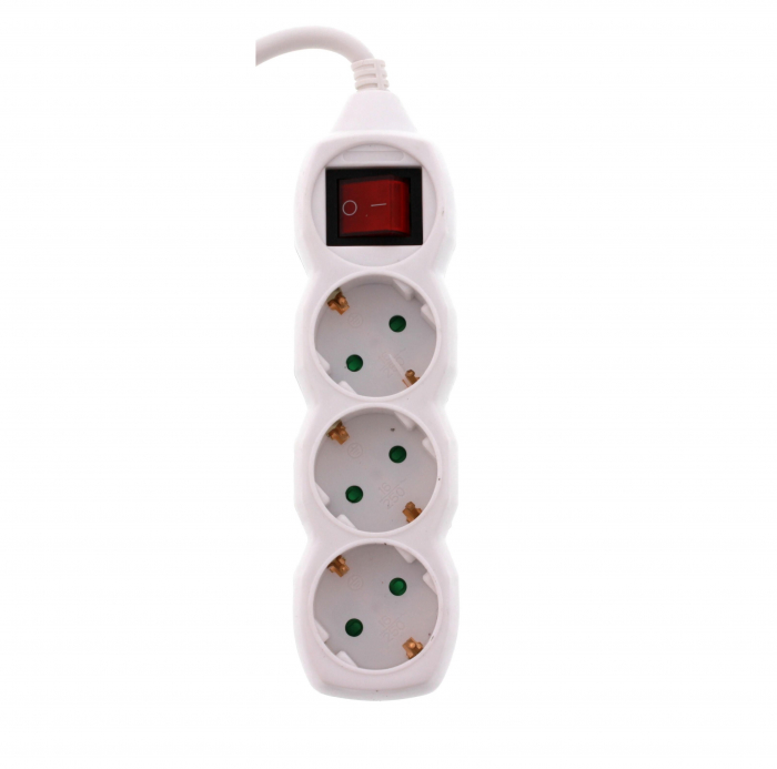 Prelungitor 3 prize 3M cu intrerupator Well, cablu 3x1.5mmp, alb [3]