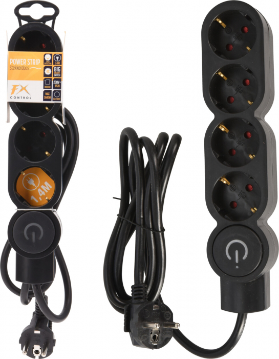 Prelungitor 4 prize FX TOOLS 1.4 M cu intrerupator , cablu 3x1.5mmp, negru [3]