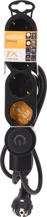 Prelungitor 4 prize FX TOOLS 1.4 M cu intrerupator , cablu 3x1.5mmp, negru [2]