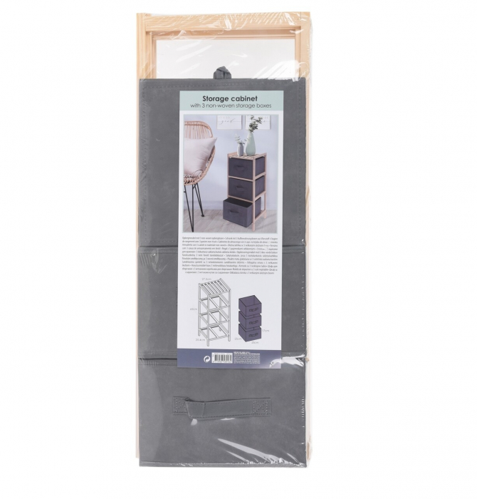Raft compartimentat Excellent Houseware, lemn/textil, 27.5x25.4x65 cm, maro/gri [2]