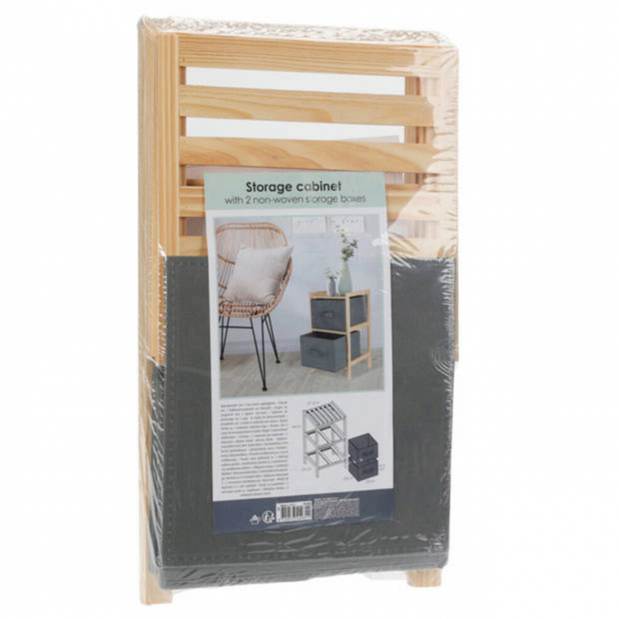 Raft cu 2 nivele Excellent Houseware, lemn/textil, 27x25x46 cm, maro/gri [3]