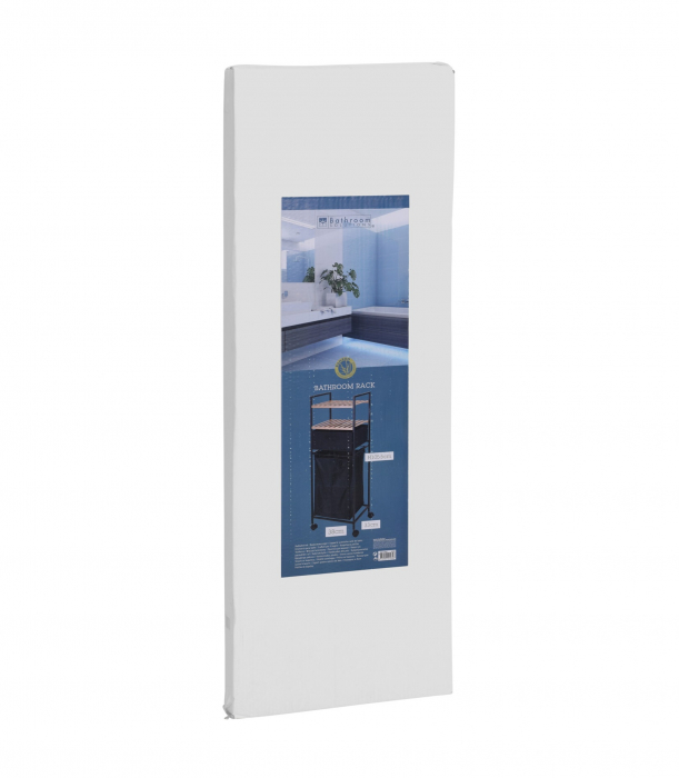 Etajera baie Bathroom Solutions, bambus/metal, 38.8x32.5x109 cm, negru/maro [2]