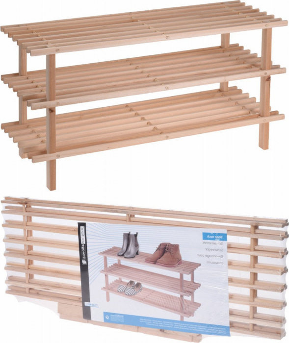 Koopman International shoe rack, wood, 77x26x40 cm, brown [2]