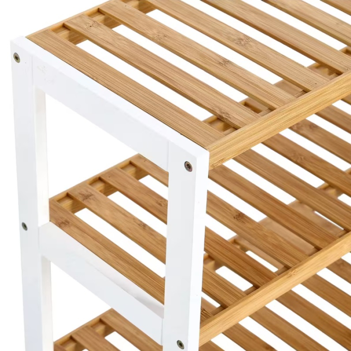 Raft pentru pantofi Zeller, bambus/MDF, 70x26x54 cm, maro/alb [2]