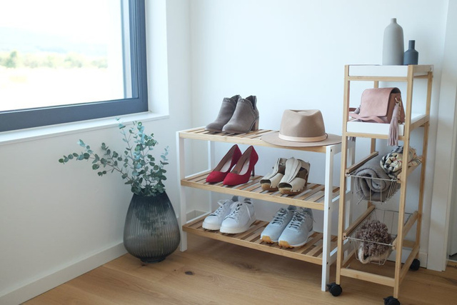 Raft pentru pantofi Zeller, bambus/MDF, 70x26x54 cm, maro/alb [4]