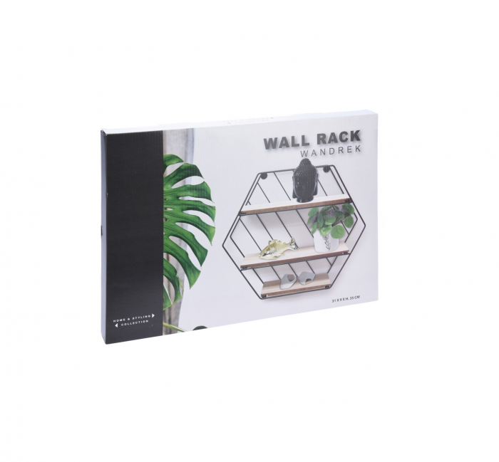 Raft perete Excellent Houseware, MDF/metal, 31x9x35 cm, negru/maro [2]