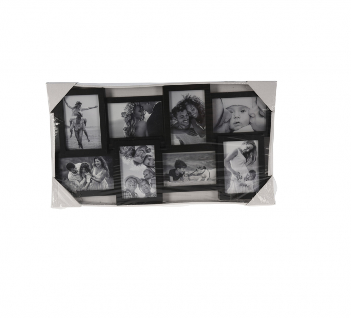 Rama foto Excellent Houseware, polipropilena/sticla, 59x31x2.5 cm, 8 fotografii, negru [2]