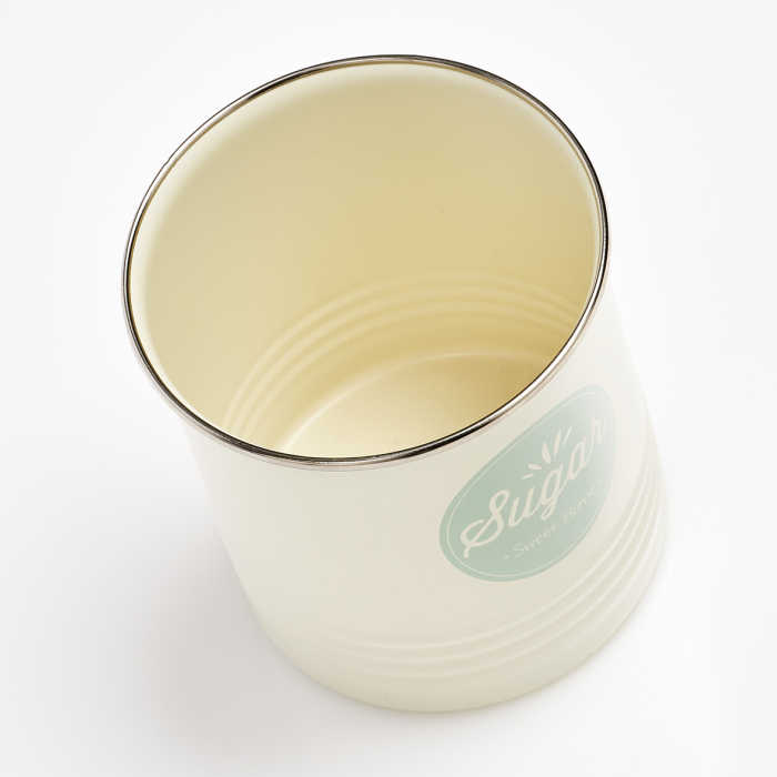 Recipient depozitare zahar Zeller-Sweet Home, metal, 11.3x16.5 cm, alb/turcoaz [2]