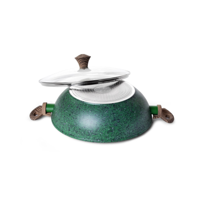 Tigaie wok Fissman-Malachite, aluminiu, 30x9 cm, verde/maro [4]
