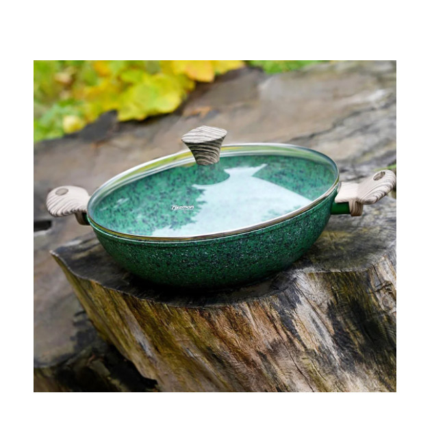 Tigaie wok Fissman-Malachite, aluminiu, 30x9 cm, verde/maro [6]