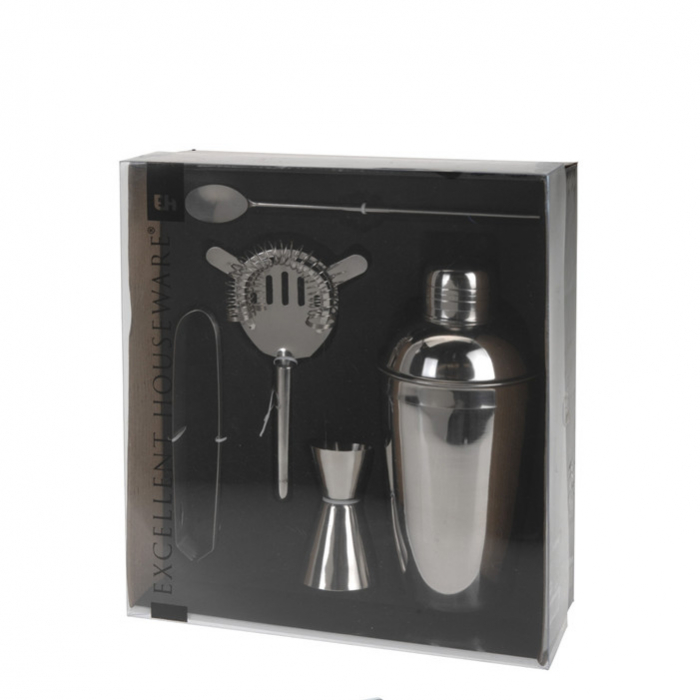 Set shaker si accesorii bar Koopman Excellent  Housewares, otel inoxidabil, 23.5x10x29 cm, argintiu [2]