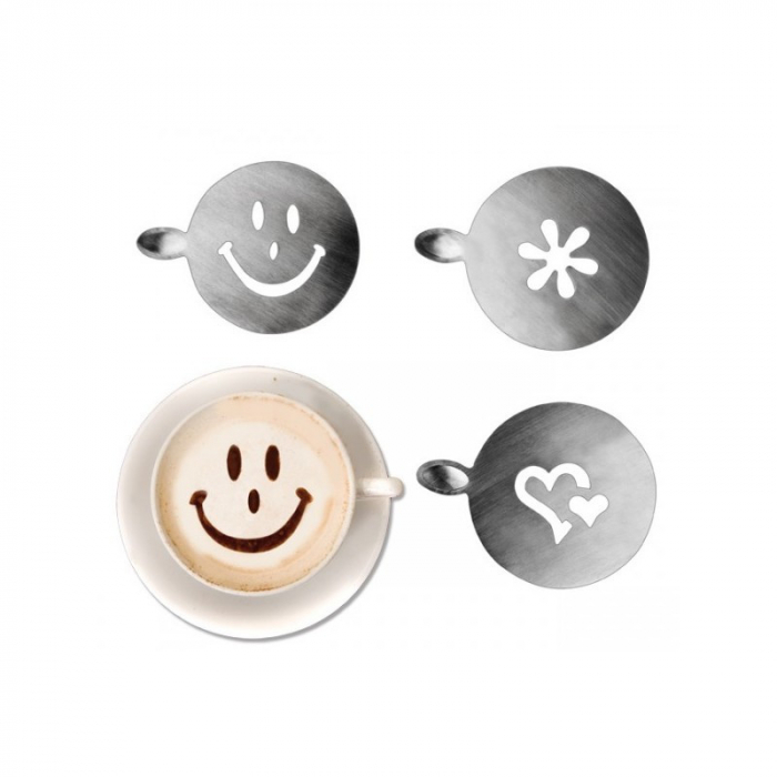 Set 3 forme decorare capuccino Ibili, otel inoxidabil, gri [2]