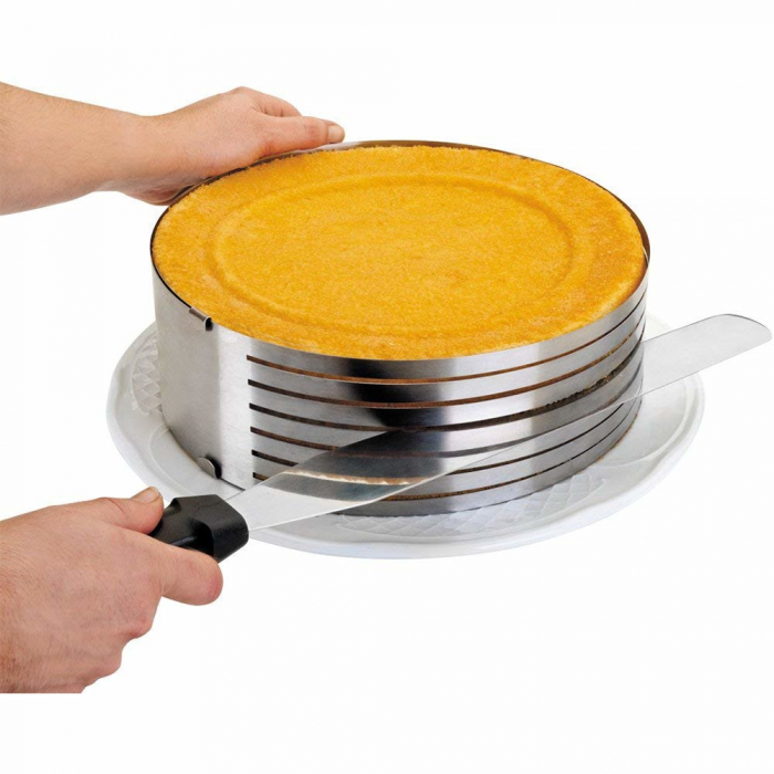 Feliator reglabil pentru tort marca Ibili, otel inoxidabil, 24-30/8.5 cm, argintiu [2]
