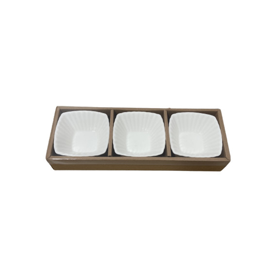 Set 3 platouri servire patrate Koopman-Excellent Houseware, ceramica, 9x9x4.3 cm, alb [2]