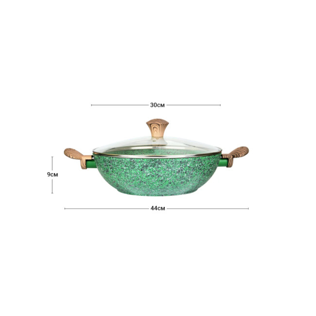 Tigaie wok Fissman-Malachite, aluminiu, 30x9 cm, verde/maro [3]