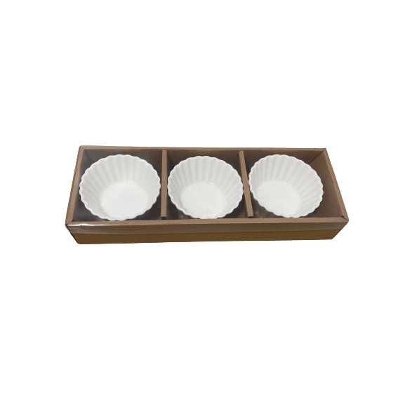 Set 3 platouri servire rotunde Koopman-Excellent Houseware, ceramica, 8.5x4 cm, alb [2]