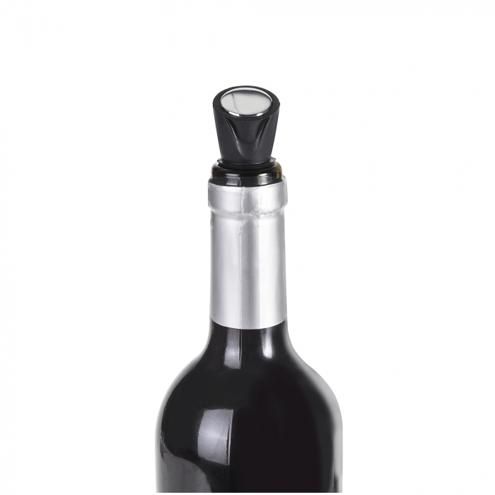 Set 2 dopuri pentru vin Ibili-Barware, metal/silicon, 6 cm, negru/argintiu [2]