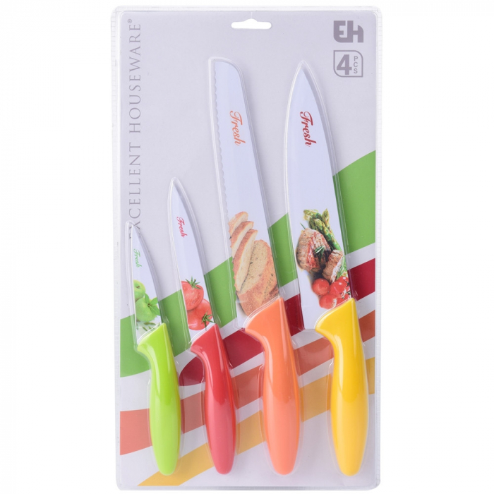 Set of 4 non-stick knives Koopman Fresh Style, stainless steel, multicolor [3]