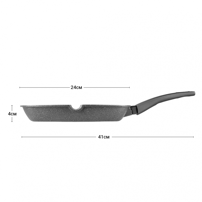 Tigaie grill Fissman-Grey Stone, 24x4cm, gri, aluminiu [2]