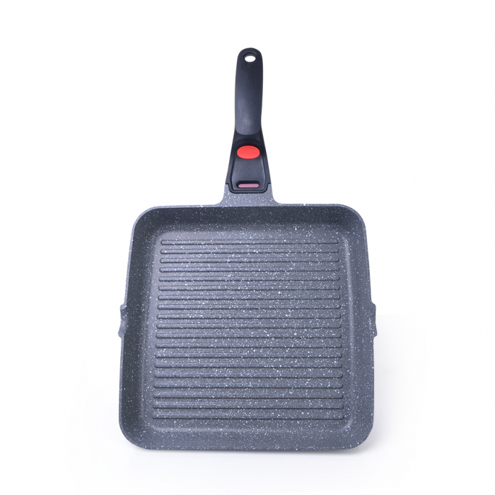 Tigaie grill cu maner detasabil Fissman-La Granite, 28x4,5cm, aluminiu, gri [3]
