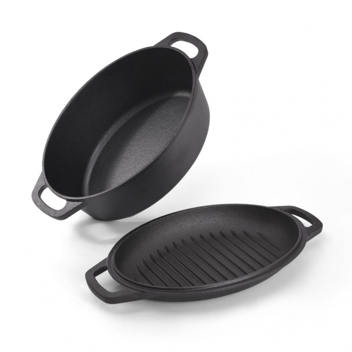 Roaster cu capac gratar Fissman, fonta, 29x21x10.5 cm, negru [3]