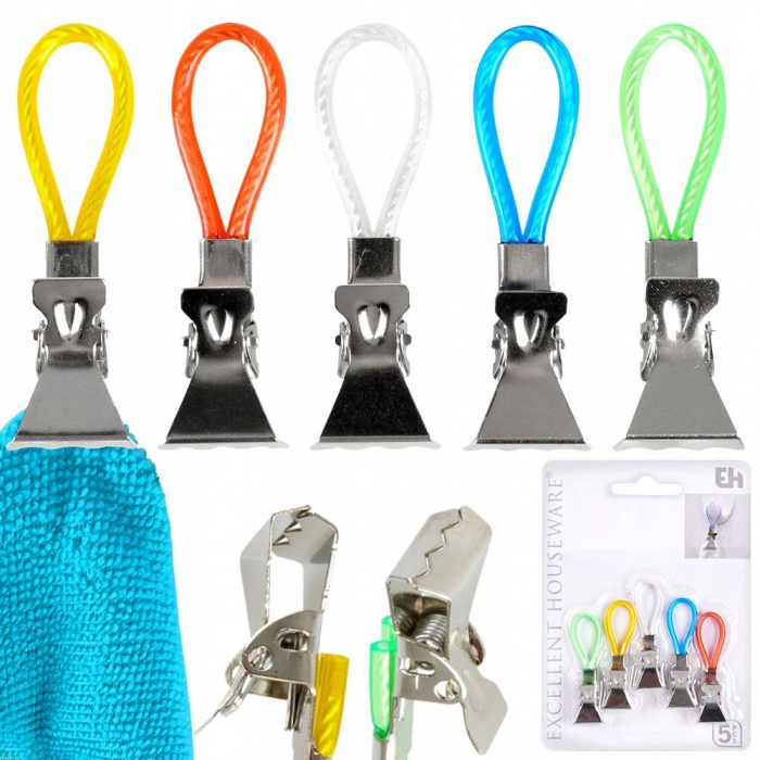 Set 10 clame pentru prosoape Excellent Houseware, otel inoxidabil, 5.5x1.5 cm, multicolor [6]
