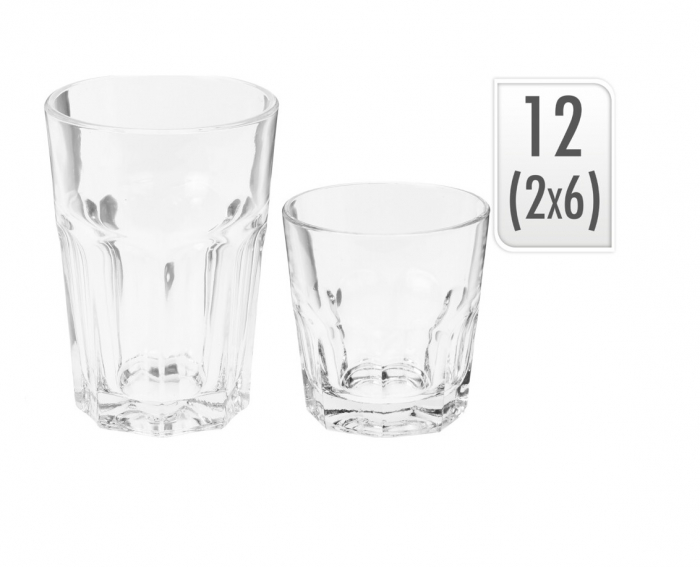 Set 12 pahare Excellent Houseware, sticla termorezistenta, 8 cm, 250/360 ml, transparent [3]