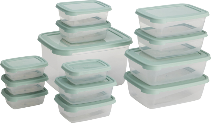 Set 13 caserole Excellent Houseware, polipropilena, 27x20x16, transparent/verde [1]
