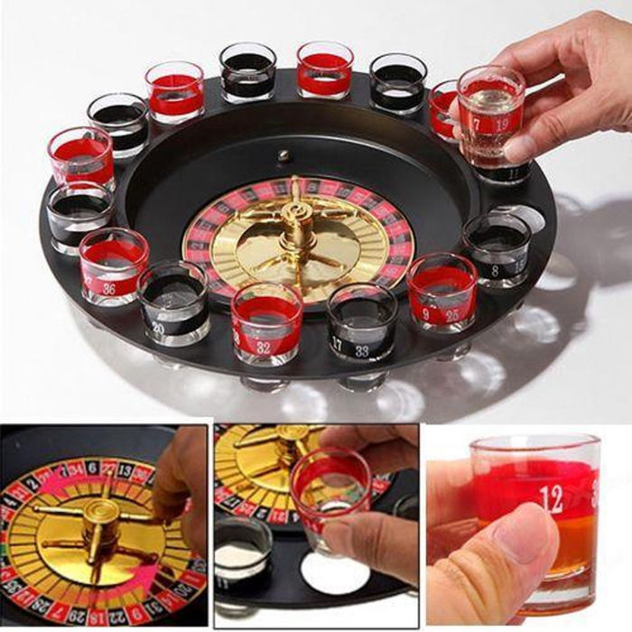 Set of 16 shot glasses Excellent Houseware, glass/polypropylene, 30 cm, black/red [5]