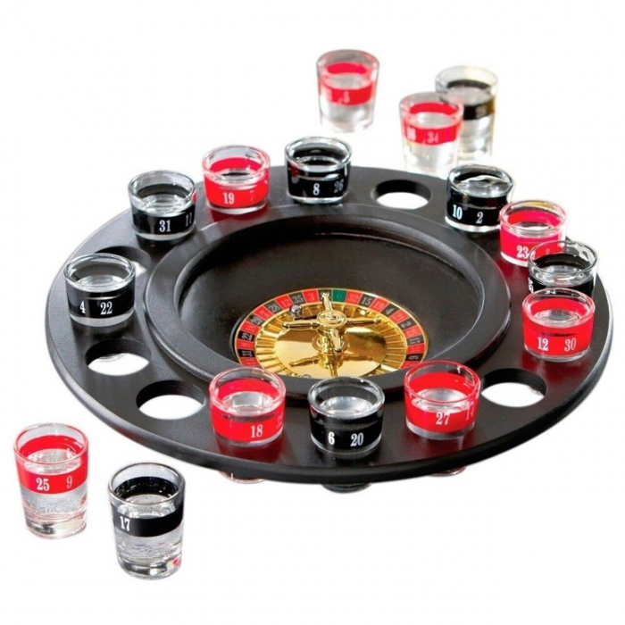 Set of 16 shot glasses Excellent Houseware, glass/polypropylene, 30 cm, black/red [3]