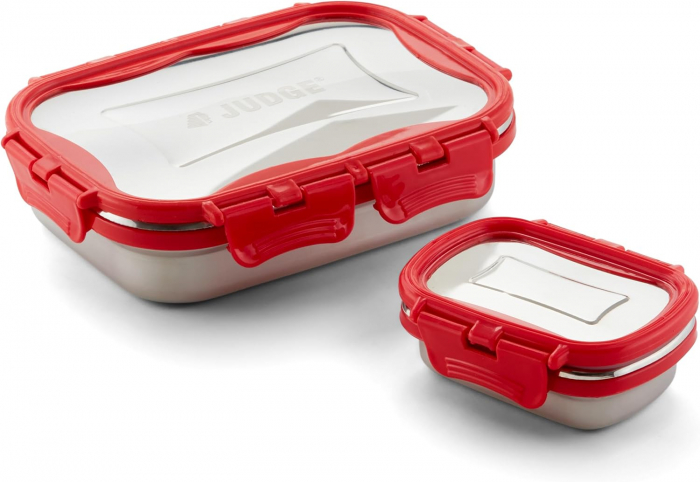 Set 2 caserole Judge, otel inoxidabil/plastic, 675/150 ml, argintiu/rosu [1]